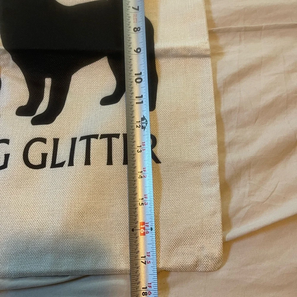 Pug Glitter Dog Pillow Cover - Black and Cream